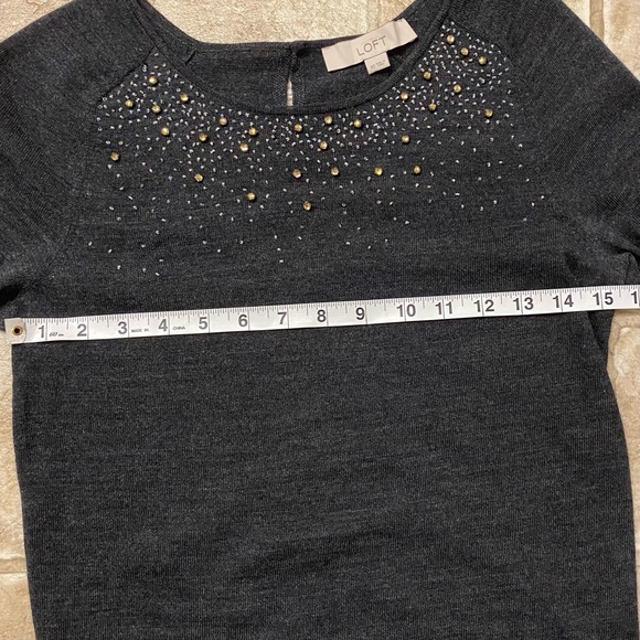 LOFT | 3/4 sleeve sweater with beaded detail - Picture 3 of 5
